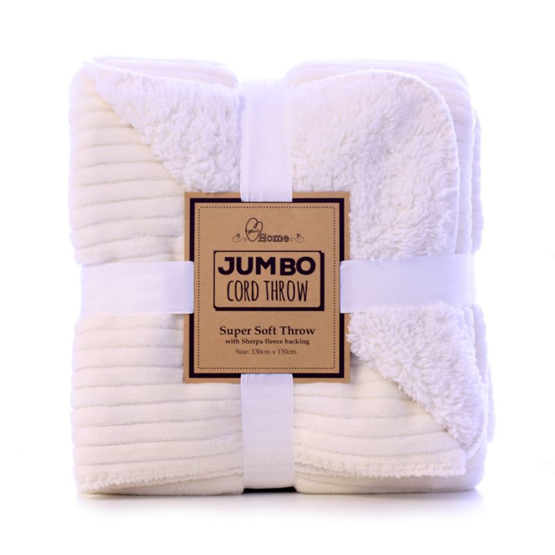 130x150 Jumbo Cord Throw - Cream